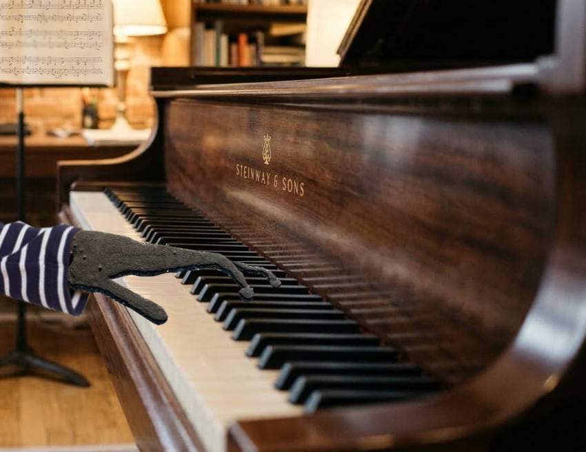 A Steinway piano being played