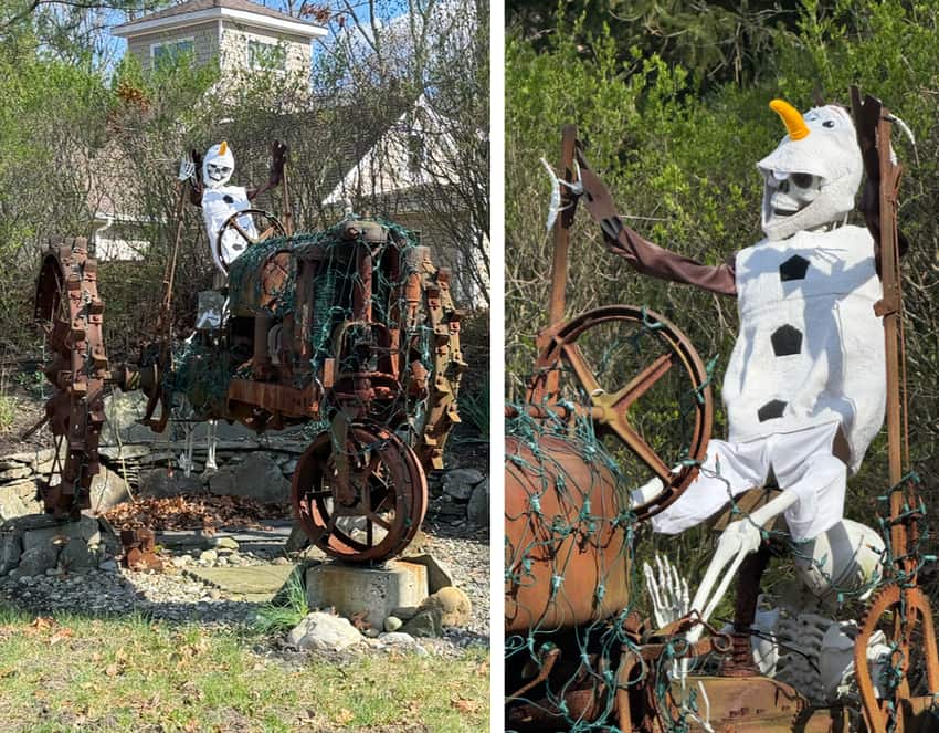 vintage tractor with costumed figure in Howell, NJ