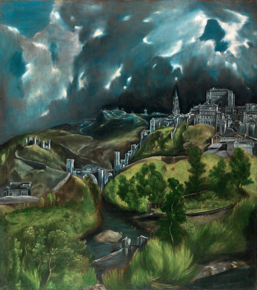 El Greco, "View of Toledo," circa 1599-1600, oil on canvas, on view at the Metropolitan Museum of Art.