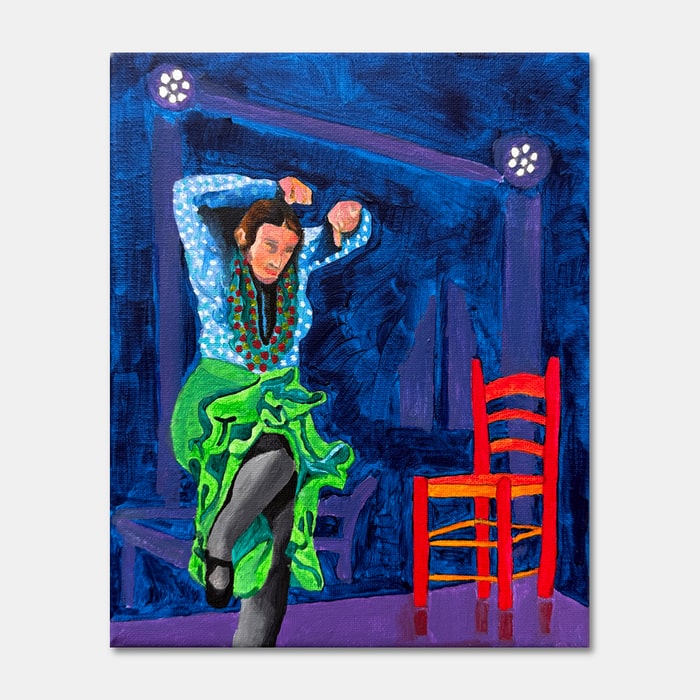 acrylic on canvas painting of a flamenco dancer in Spain by artist Mark McKinney