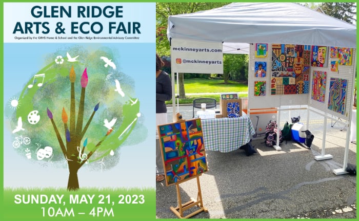 Glen Ridge Art + Eco Fair booth featuring paintings by Mark McKinney