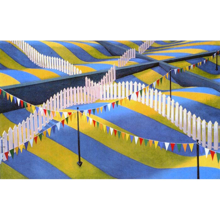 Stripescape with Picket Fences painting by Kevin Melchionne