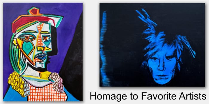 A collection of paintings that pay homage to favorite artists
