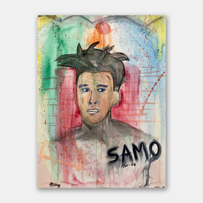 watercolor painting by artist Mark McKinney featuring Basquiat